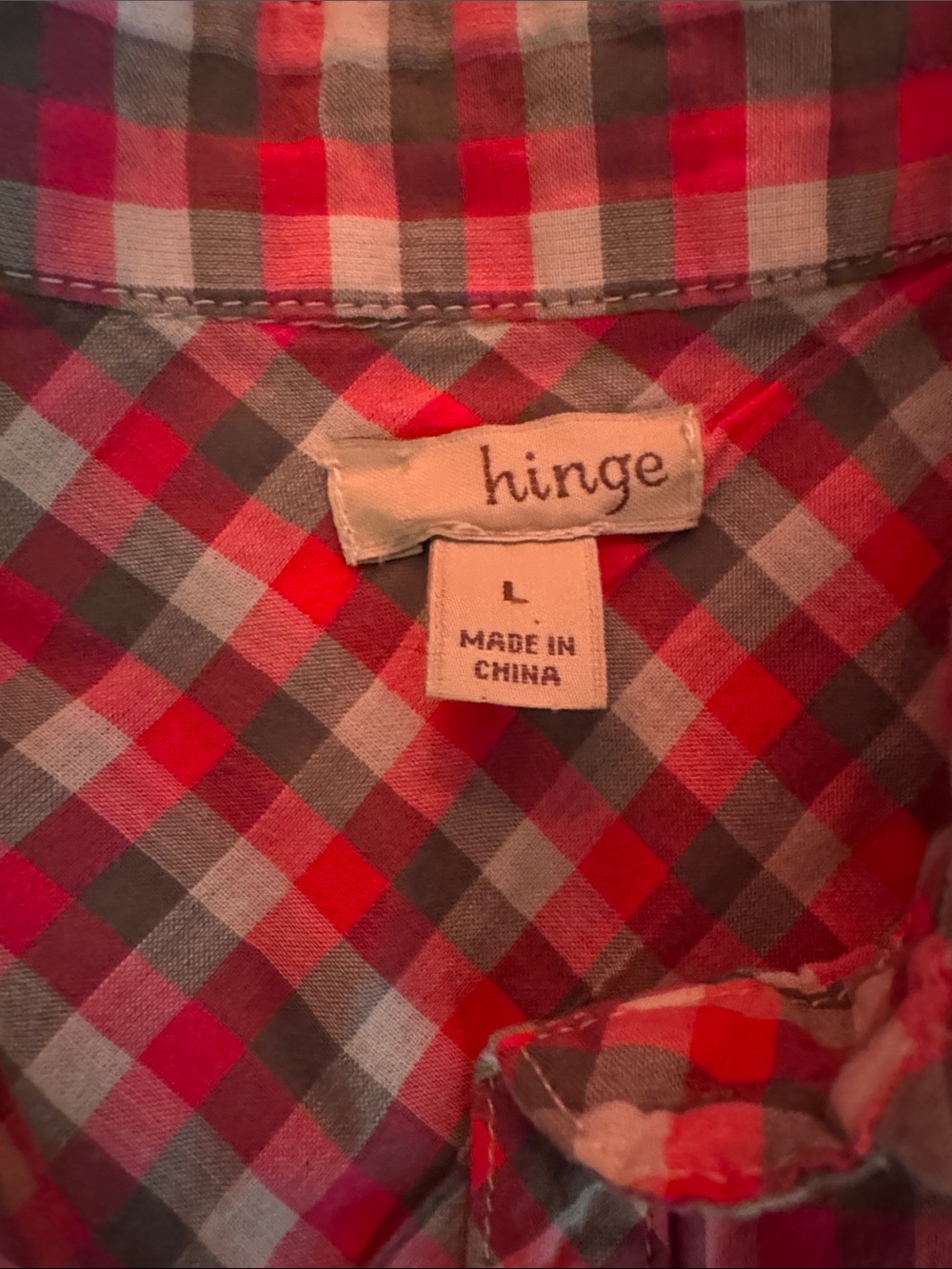hinge Pink and White Plaid Button-Down Shirt - Picture 4 of 6
